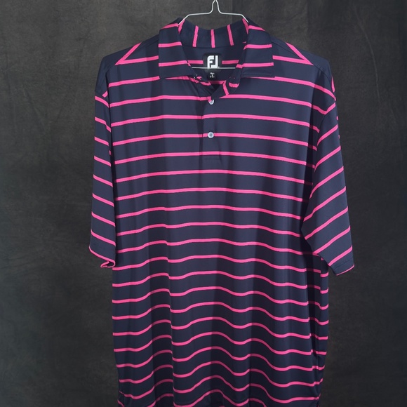FootJoy Other - FootJoy Navy and Hot Pink Striped Short Sleeve Button Down Shirt